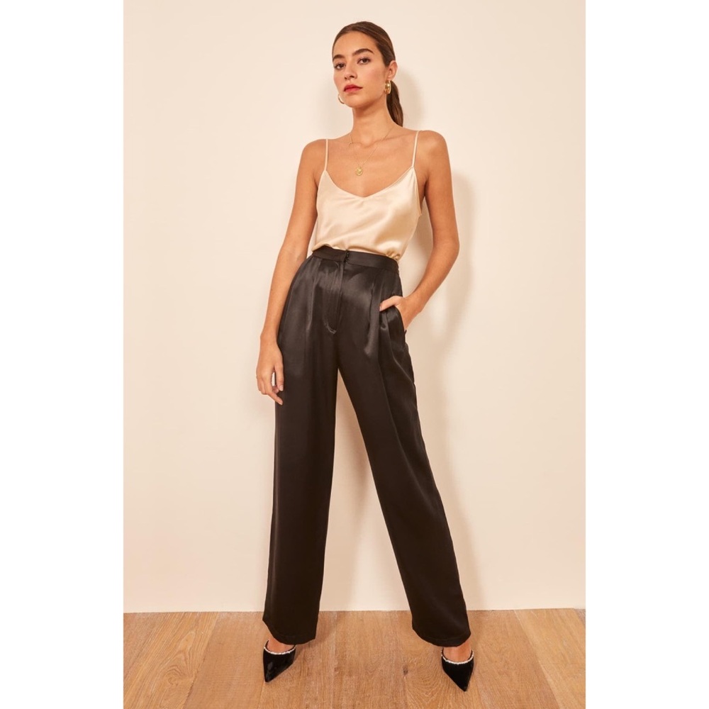 NWT Reformation Chandler High waist silk pant size 2